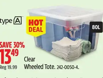 Canadian Tire TYPE A Clear Wheeled Tote offer