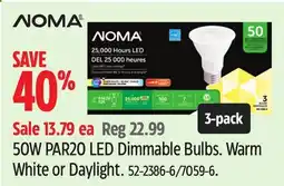 Canadian Tire 50W PAR20 LED Dimmable Bulbs offer
