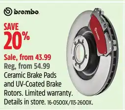 Canadian Tire Brembo Ceramic Brake Pads and UV-Coated Brake Rotor offer