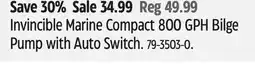 Canadian Tire Invincible Marine Compact 800 GPH Bilge Pump with Auto Switch offer