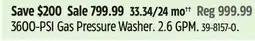 Canadian Tire 3600-PSI Gas Pressure Washer offer