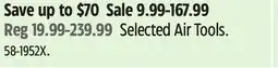 Canadian Tire Mastercraft Selected Air Tools offer