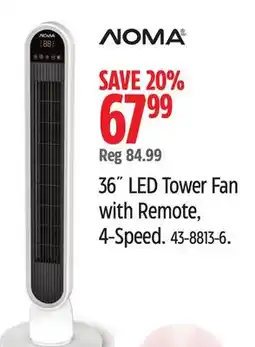 Canadian Tire NOMA 36 LED Tower Fan with Remote, 4-Speed offer