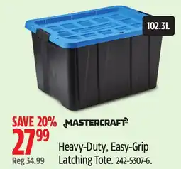 Canadian Tire MASTERCRAFT Heavy-Duty, Easy-Grip Latching Tote offer