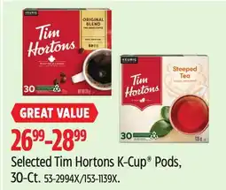 Canadian Tire Selected Tim Hortons K-Cup Pods offer