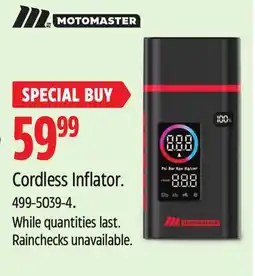 Canadian Tire MOTOMASTER Cordless Inflator offer