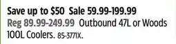 Canadian Tire Outbound 47L or Woods 100L Coolers offer