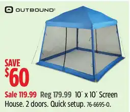 Canadian Tire OUTBOUND 10' x 10' Screen House offer