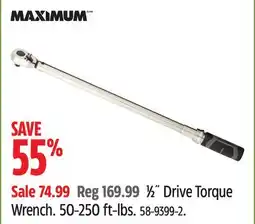 Canadian Tire MAXIMUM ½ Drive Torque Wrench offer