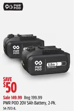 Canadian Tire PWR POD 20V 5Ah Battery, 2-Pk offer