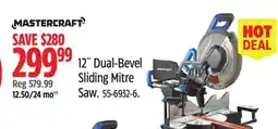 Canadian Tire MASTERCRAFT 12 Dual-Bevel Sliding Mitre Saw offer