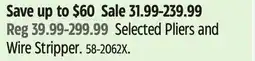 Canadian Tire Selected Pliers and Wire Stripper offer