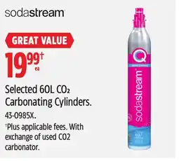 Canadian Tire Sodastream Selected 60L CO₂ Carbonating Cylinders offer
