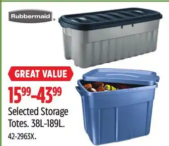 Canadian Tire Rubbermaid Selected Storage Totes offer