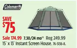 Canadian Tire Coleman 15´ x 13´ Instant Screen House offer