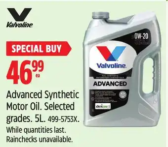 Canadian Tire Advanced Synthetic Motor Oil offer
