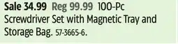 Canadian Tire 100-Pc Screwdriver Set with Magnetic Tray and Storage Bag offer