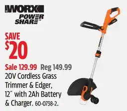 Canadian Tire 20V Cordless Grass Trimmer & Edger, 12 with 2Ah Battery & Charger offer