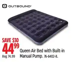Canadian Tire OUTBOUND Queen Air Bed with Built-in Manual Pump offer