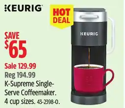 Canadian Tire keurig K-Supreme Single- Serve Coffeemaker offer