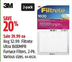 Canadian Tire Filtrete Ultra 1600MPR Furnace Filters, 2-Pk offer