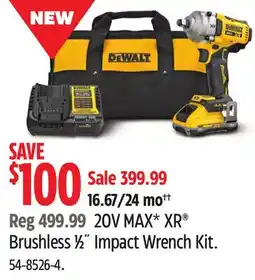 Canadian Tire DEWALT 20V MAX XR Brushless ½ Impact Wrench Kit offer