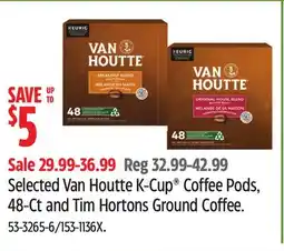 Canadian Tire Selected Van Houtte K-Cup Coffee Pods, 48-Ct and Tim Hortons Ground Coffee offer