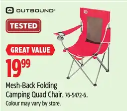 Canadian Tire OUTBOUND Mesh-Back Folding Camping Quad Chair offer