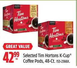 Canadian Tire Selected Tim Hortons K-Cup Coffee Pods offer
