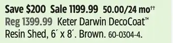 Canadian Tire Keter Darwin DecoCoat Resin Shed offer