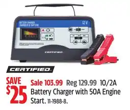 Canadian Tire Certified Battery Charger with 50A Engine Start offer