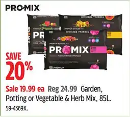 Canadian Tire Pro-mix Garden, Potting or Vegetable & Herb Mix offer