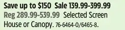 Canadian Tire Coleman Selected Screen House or Canopy offer
