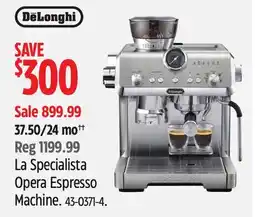 Canadian Tire DeLonghi La Specialista Opera Espresso Machine offer