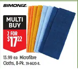 Canadian Tire SIMONIZ Microfibre Cloths, 8-Pk offer