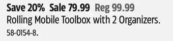 Canadian Tire Rolling Mobile Toolbox with 2 Organizers offer