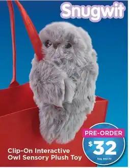 Showcase Snugwit Clip-On Interactive Owl Sensory Plush Toy offer