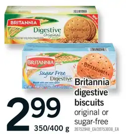 Fortinos BRITANNIA DIGESTIVE BISCUITS, 350/400 G offer