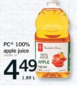 Fortinos PC 100% APPLE JUICE offer