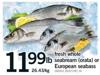 Fortinos FRESH WHOLE SEABREAM (ORATA) OR EUROPEAN SEABASS offer