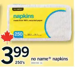 Fortinos NO NAME NAPKINS, 250'S offer