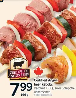Fortinos CERTIFIED ANGUS BEEF KEBOBS offer