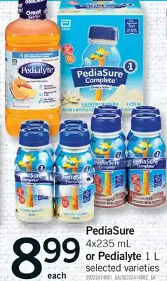 Fortinos PEDIASURE, 4X235 ML OR PEDIALYTE, 1 L offer