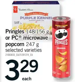Fortinos PRINGLES 148/156 G OR PC MICROWAVE POPCORN offer