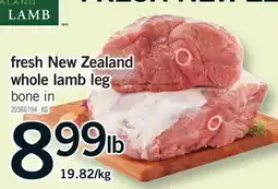 Fortinos FRESH NEW ZEALAND WHOLE LAMB LEG offer