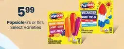 Fortinos POPSICLE, 6's or 18's offer