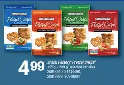 Fortinos SNACK FACTORY PRETZEL CRISPS , 155 g - 200 g offer