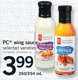 Fortinos PC WING SAUCE, 350/354 ML offer