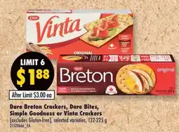 Fortinos DARE BRETON CRACKERS, DARE BITES, SIMPLE GOODNESS OR VINTA CRACKERS offer