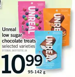 Fortinos UNREAL LOW SUGAR CHOCOLATE TREATS offer